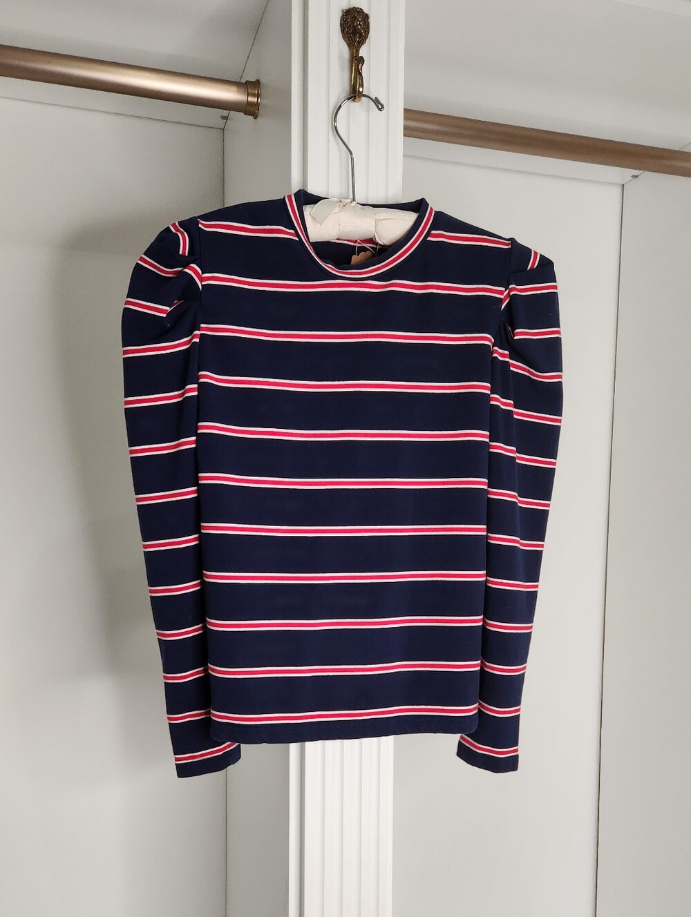 The Fifth Label Navy Striped Long Sleeve Top with Red and White Accents